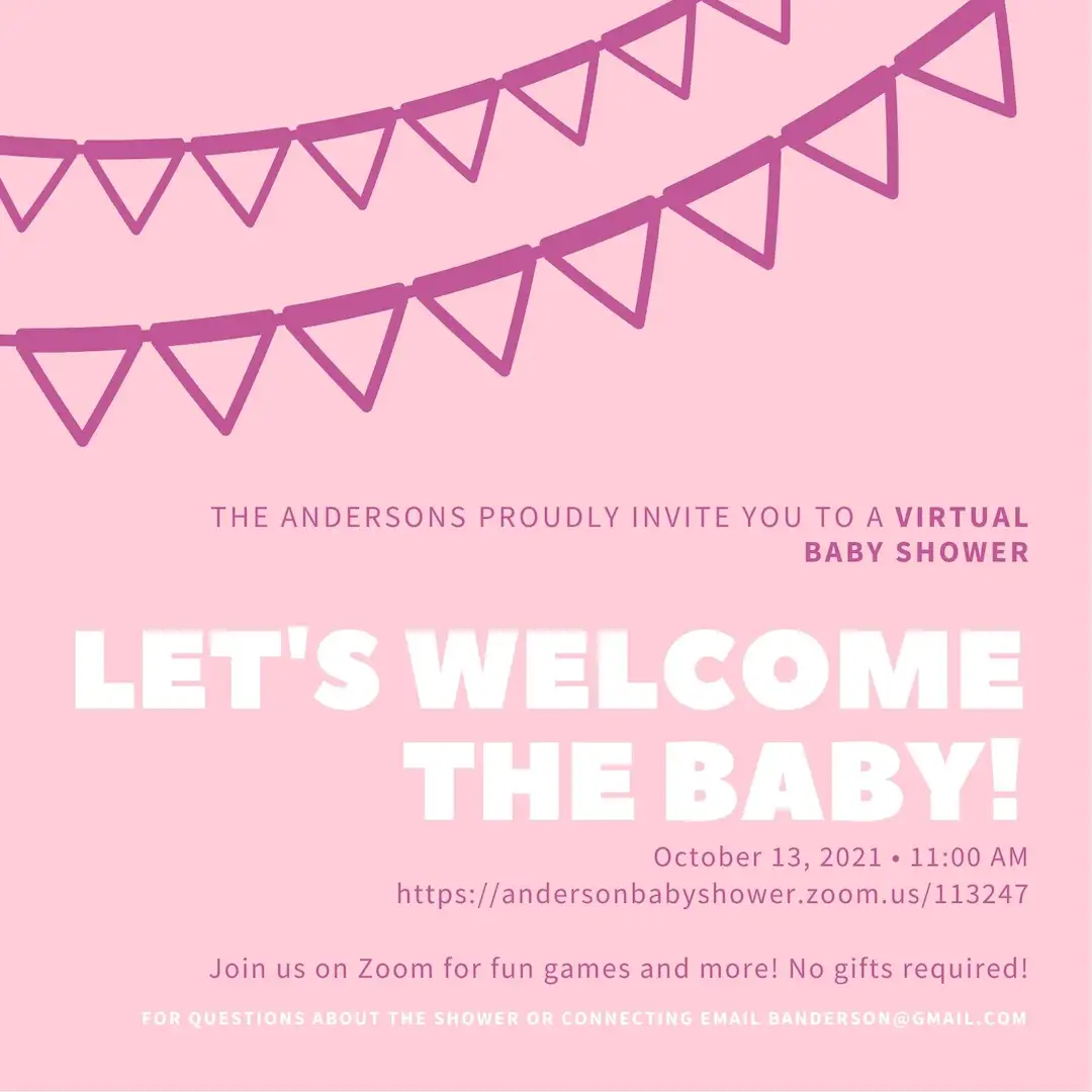 example zoom virtual baby shower invitation