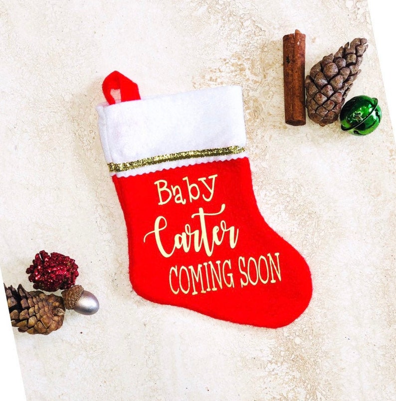 Personalized Mini Baby Christmas Stocking Custom Pregnancy image 1